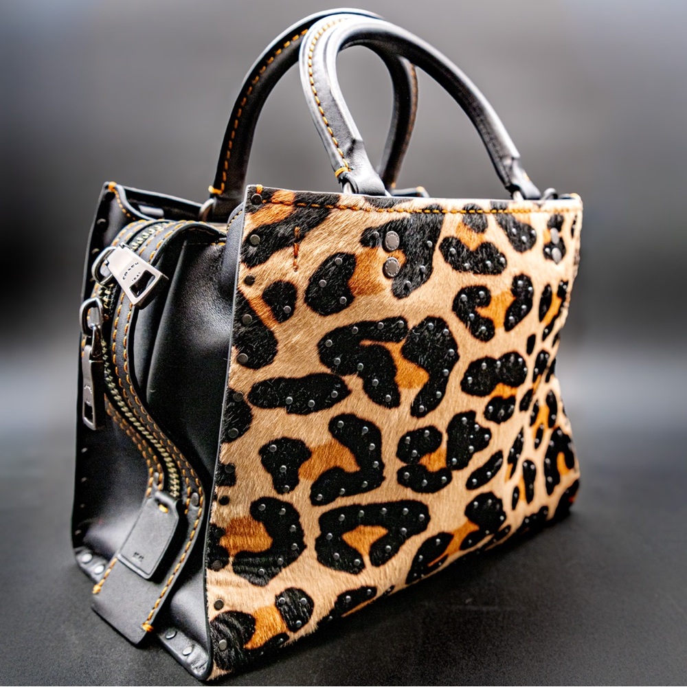 Coach Rogue 25 purse with embellished Leopard Print NWT - Picture 11 of 16